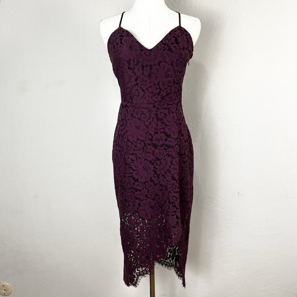 Lovers & Friends Skylight Midi Dress Merlot Wine Lace‎ Up Sleeveless Sz Small